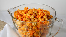 Load image into Gallery viewer, Abe&#39;s Mix popcorn (Caramel and Cheddar popcorns) in a glass bowl.  
